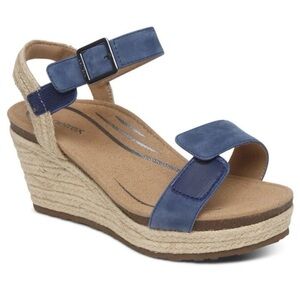 Aetrex Sydney Quarter Strap Espadrille Wedge sandal  8.5
